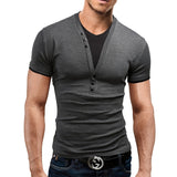 Tshirt homme Handsome Button Shirt Short Sleeve T-Shirt Men Slim Fit Brand Clothing