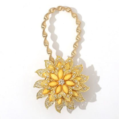 Colorful Curtain Buckle Flower Stretchable Spring Magnetic Curtain Clip Curtain Holder Rhinestone Creative Strap Flower Cortinas