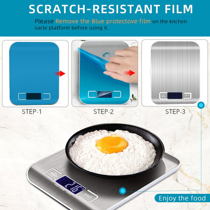 Digital Kitchen Scale, LCD Display 1g/0.1oz Precise Stainless Steel Food Scale - Shopy Max