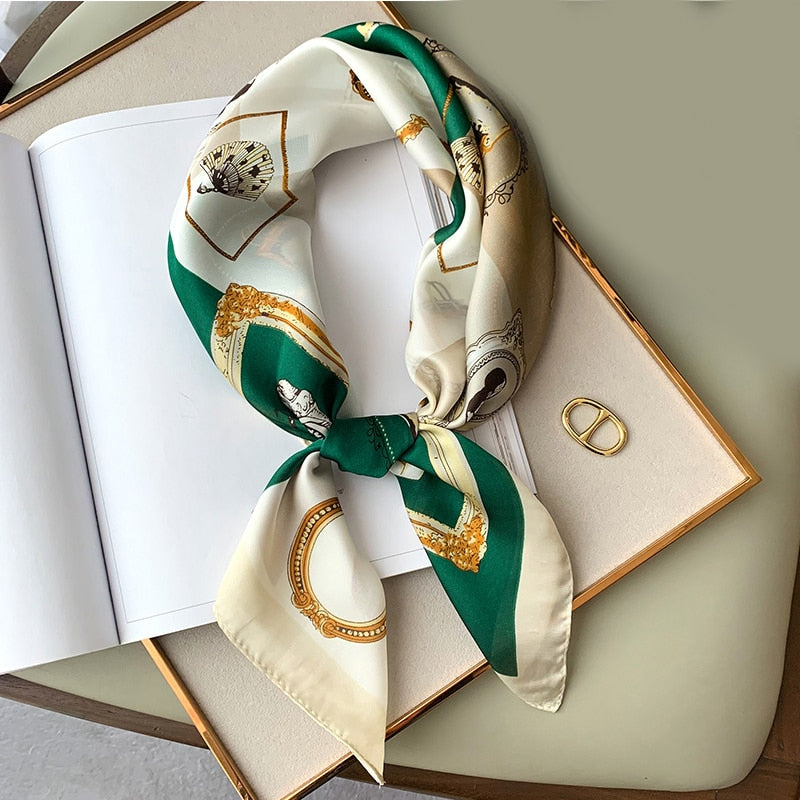 70*70cm Spring Autumn Lady Beach Silk Scarf New Style Headscarf Women Fashion Square shawl wrap Luxury foulard bandanna muffler