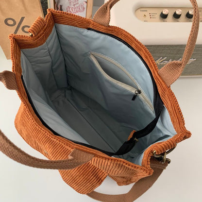 Corduroy Bag for Women Shoulder Bags Shopper Designer Handbags Spring Summer