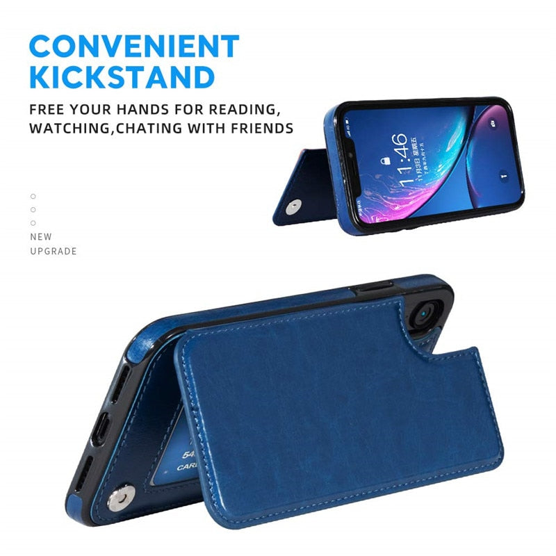 Business Wallet Cases For iPhone 13 Mini 11 12 Pro XS Max XR X Cover Retro Flip Leather Phone Case For iPhone 6S 6 7 8 Plus SE2
