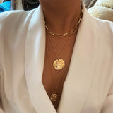 ZOVOLI Punk Gold Color Portrait Coin Pendant Necklace For Women
