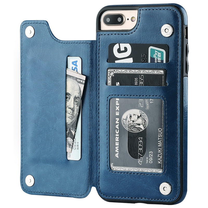 Business Wallet Cases For iPhone 13 Mini 11 12 Pro XS Max XR X Cover Retro Flip Leather Phone Case For iPhone 6S 6 7 8 Plus SE2