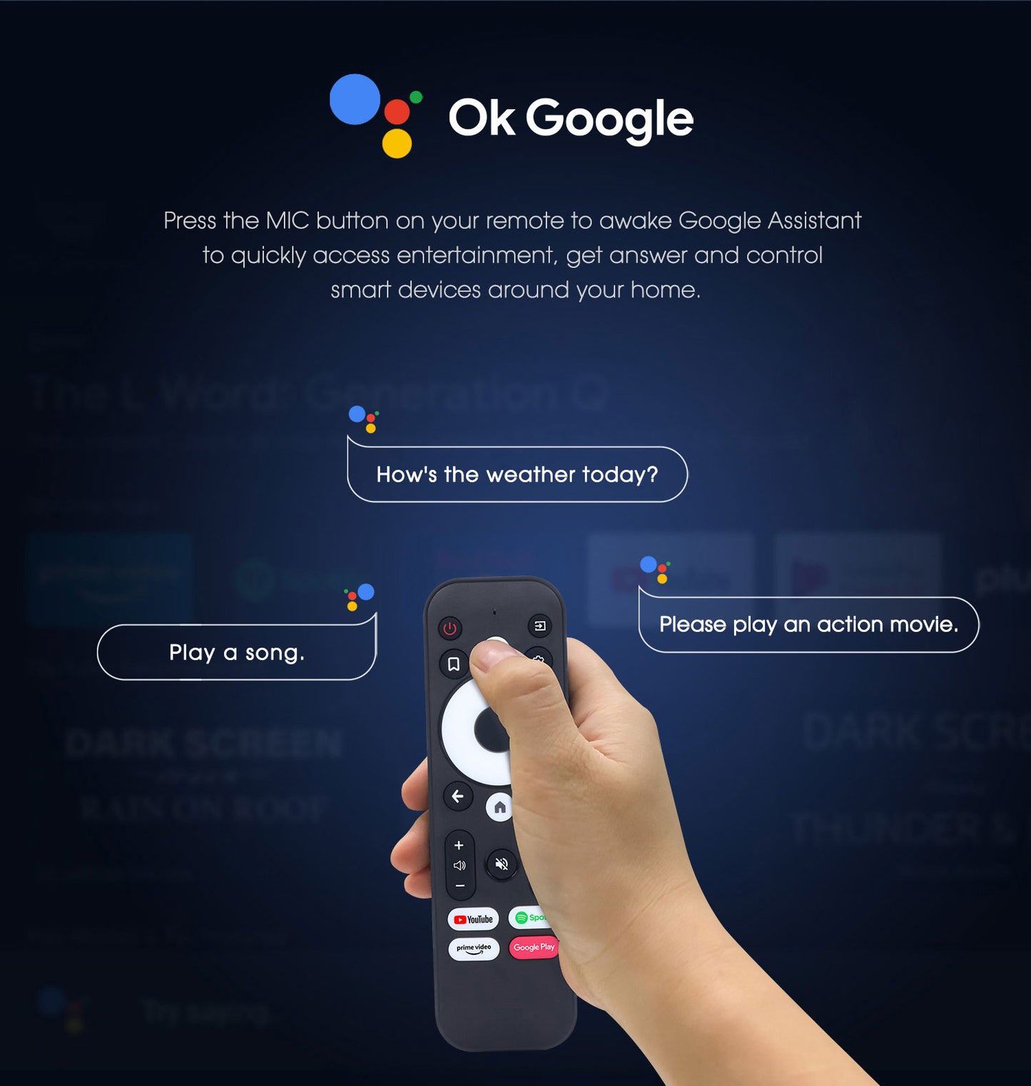 Remote Control For KD2 KM7 TV BOX With 22 Keys Google Voice Certified Assistant