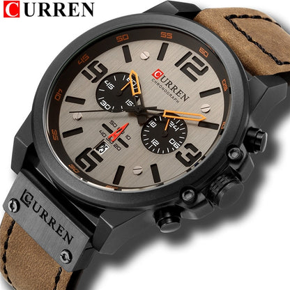 Top Sports Brand Military Classic Chronograph Watch Men's Watches Silver Casual Quartz