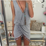 Clothing V-neck irregular lace restoring ancient ways Summer Dress  Sleeveless Beach Dress