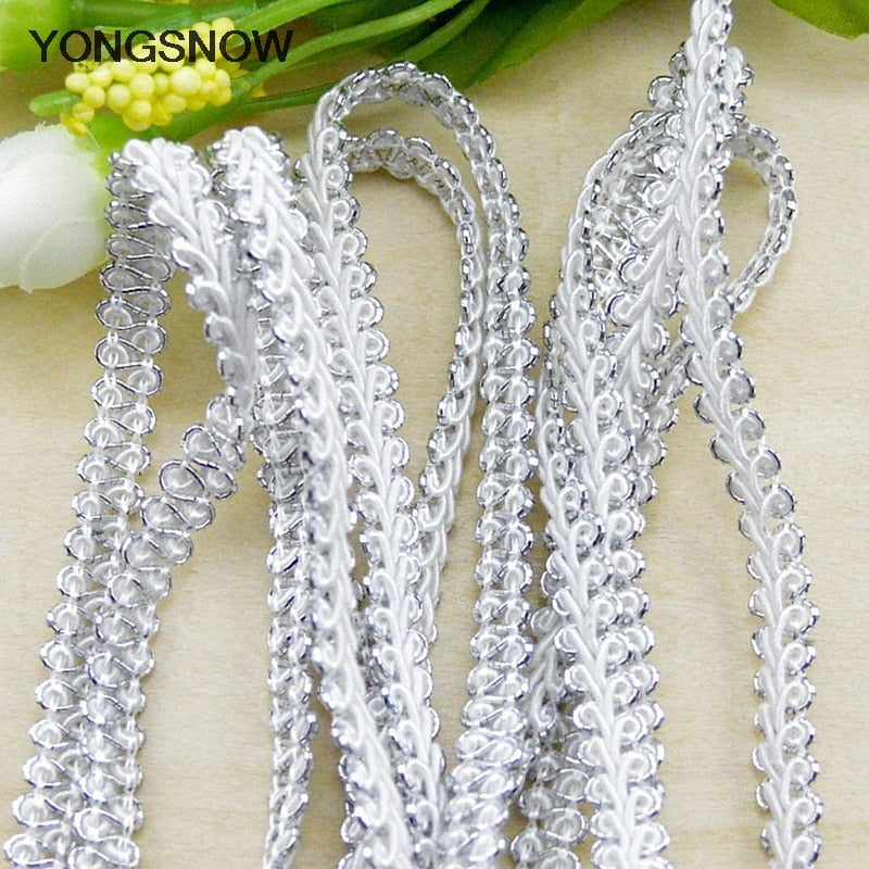 5m Gold Silver Lace Trim Ribbon Curve Lace Fabric Sewing Centipede