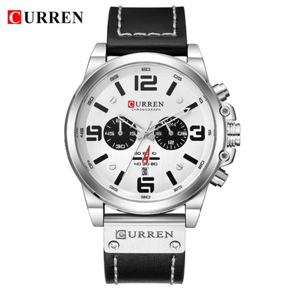Top Sports Brand Military Classic Chronograph Watch Men's Watches Silver Casual Quartz