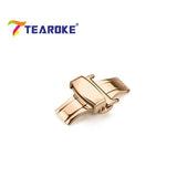 TEAROKE Butterfly Deployment Watch Band Buckle Double Push Button Fold Strap Clasp 12 14 16 18 20 22 24mm Black Rose Gold Silver