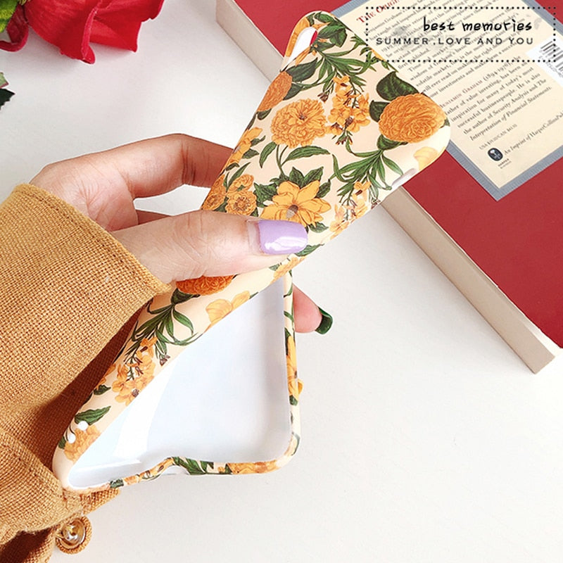 LACK Colorful Flower floral Leaf Phone Case For iphone 13 12Pro 8 Plus 7 X XR Case For iphone 11 Pro Max soft Back Cover