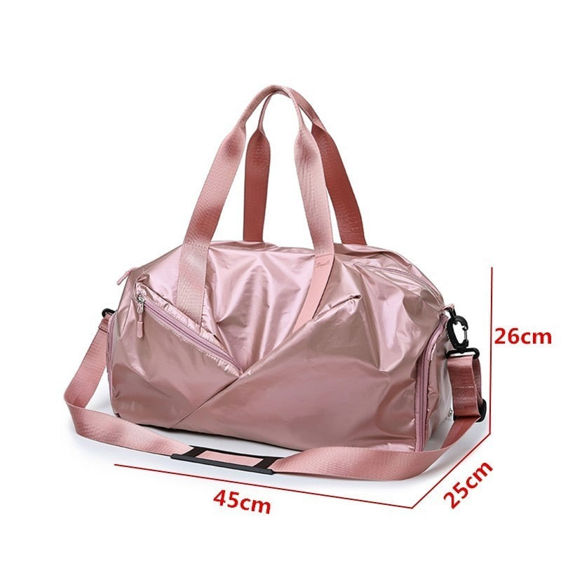 Women&#39;s Oxford Cloth Travel Bag Large Capacity Shoulder Bag Soft Dry And Wet Separation Bag Independent Shoes Waterproof Handbag
