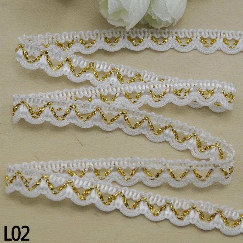 5m Gold Silver Lace Trim Ribbon Curve Lace Fabric Sewing Centipede