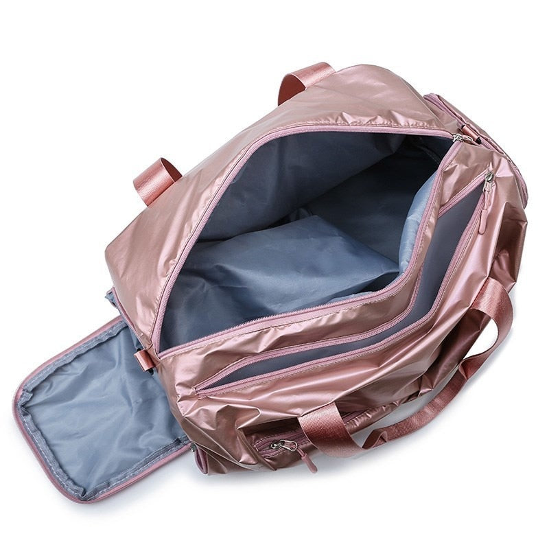 Women&#39;s Oxford Cloth Travel Bag Large Capacity Shoulder Bag Soft Dry And Wet Separation Bag Independent Shoes Waterproof Handbag