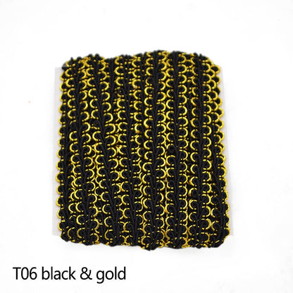 5m Gold Silver Lace Trim Ribbon Curve Lace Fabric Sewing Centipede