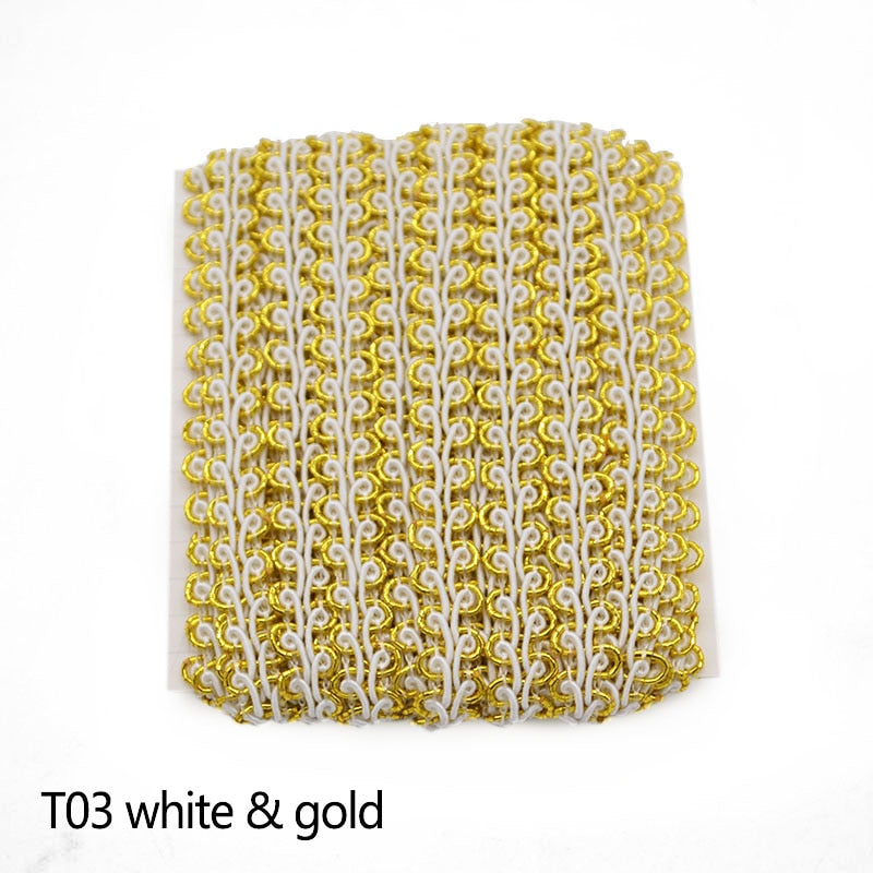 5m Gold Silver Lace Trim Ribbon Curve Lace Fabric Sewing Centipede