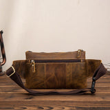 Original Leather men Casual Fashion Travel Waist Belt Bag Chest Pack Sling Bag Design Cell Phone Cigarette Case Pouch Male 9802