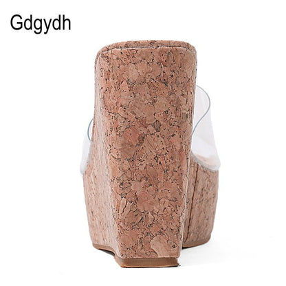 Gdgydh 2021 New Summer Transparent Platform Wedges Sandals Women Fashion High Heels Female Summer Shoes Size 40 Drop Shipping