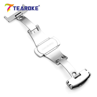 TEAROKE Butterfly Deployment Watch Band Buckle Double Push Button Fold Strap Clasp 12 14 16 18 20 22 24mm Black Rose Gold Silver
