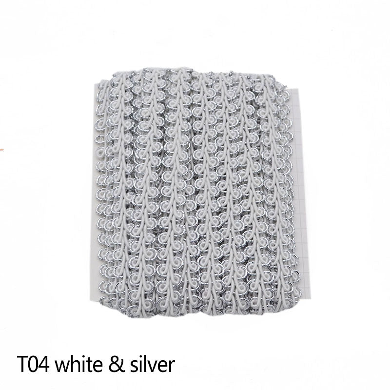 5m Gold Silver Lace Trim Ribbon Curve Lace Fabric Sewing Centipede