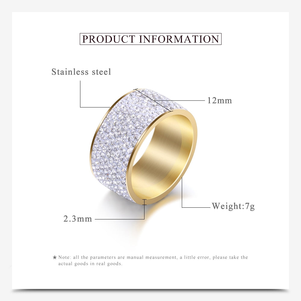 Wholesale 8 row Crystal Rings for Women Austria Crystal Ring Stainless Steel