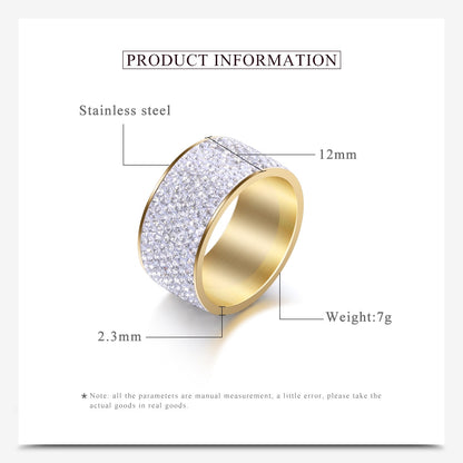 Wholesale 8 row Crystal Rings for Women Austria Crystal Ring Stainless Steel