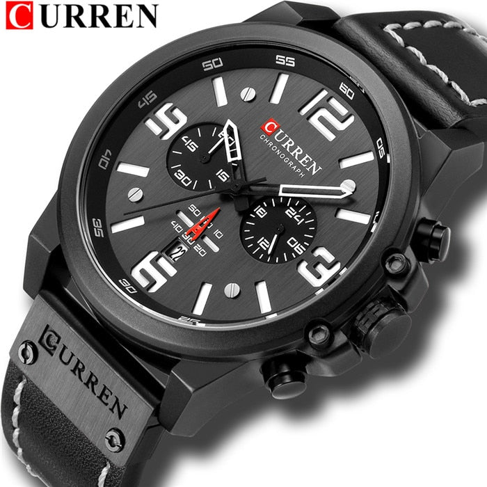 Top Sports Brand Military Classic Chronograph Watch Men's Watches Silver Casual Quartz