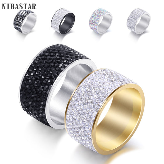 Wholesale 8 row Crystal Rings for Women Austria Crystal Ring Stainless Steel