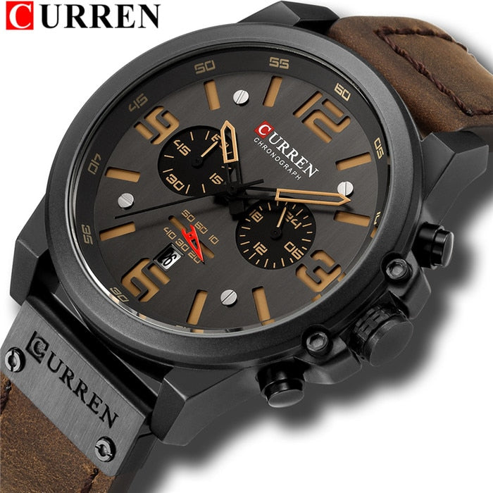 Top Sports Brand Military Classic Chronograph Watch Men's Watches Silver Casual Quartz