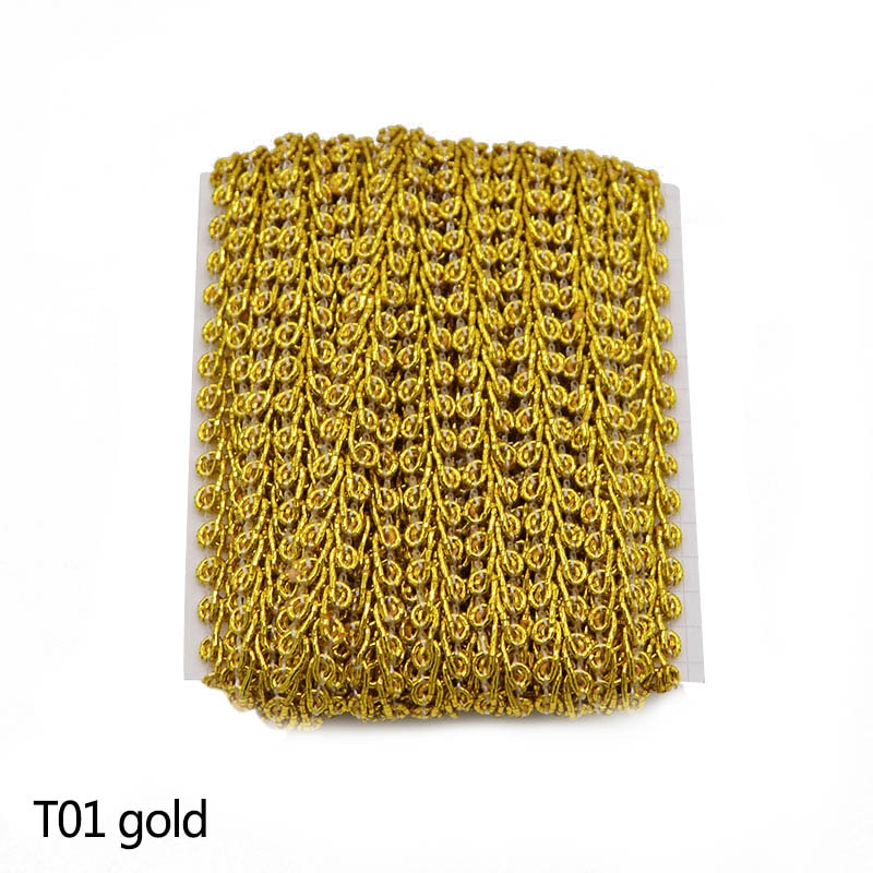 5m Gold Silver Lace Trim Ribbon Curve Lace Fabric Sewing Centipede