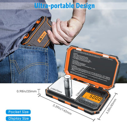 Digital Mini Scale 200g 0.01g Pocket Scale with 50g Calibration Weight Electronic Smart