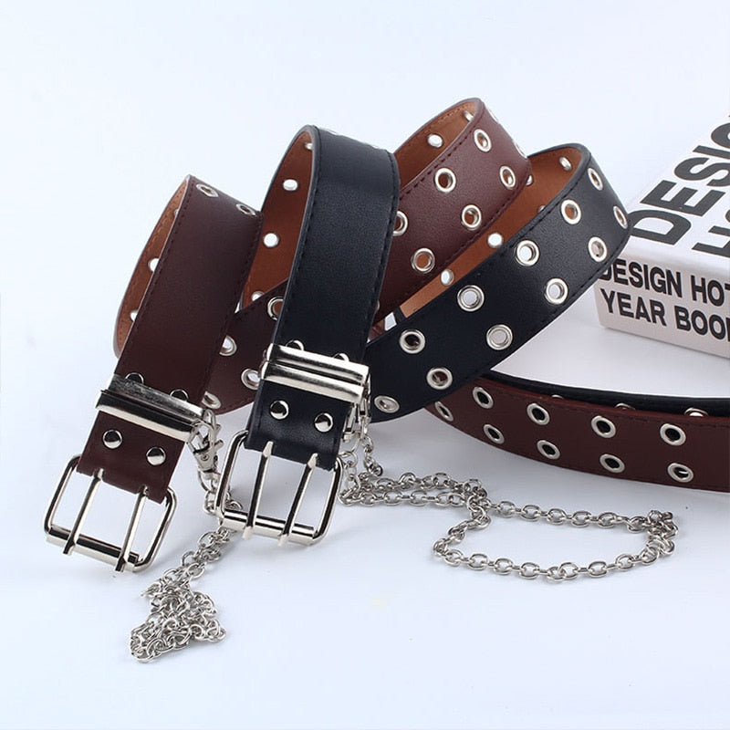 Men Pin Buckle Harness Belt Waist Gothic Hip-hop Fashion Black Waistband Unisex Z40