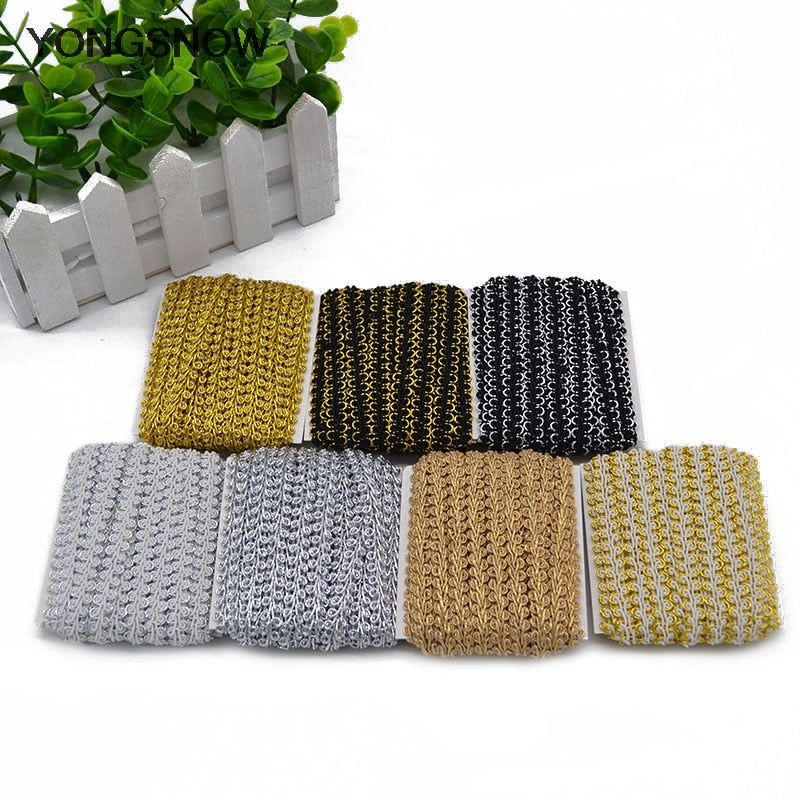5m Gold Silver Lace Trim Ribbon Curve Lace Fabric Sewing Centipede