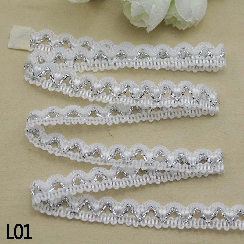 5m Gold Silver Lace Trim Ribbon Curve Lace Fabric Sewing Centipede