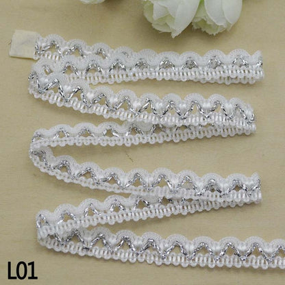 5m Gold Silver Lace Trim Ribbon Curve Lace Fabric Sewing Centipede