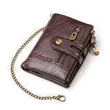 Men Wallets Name Customized PU Leather Short Card Holder Chain Men Purse