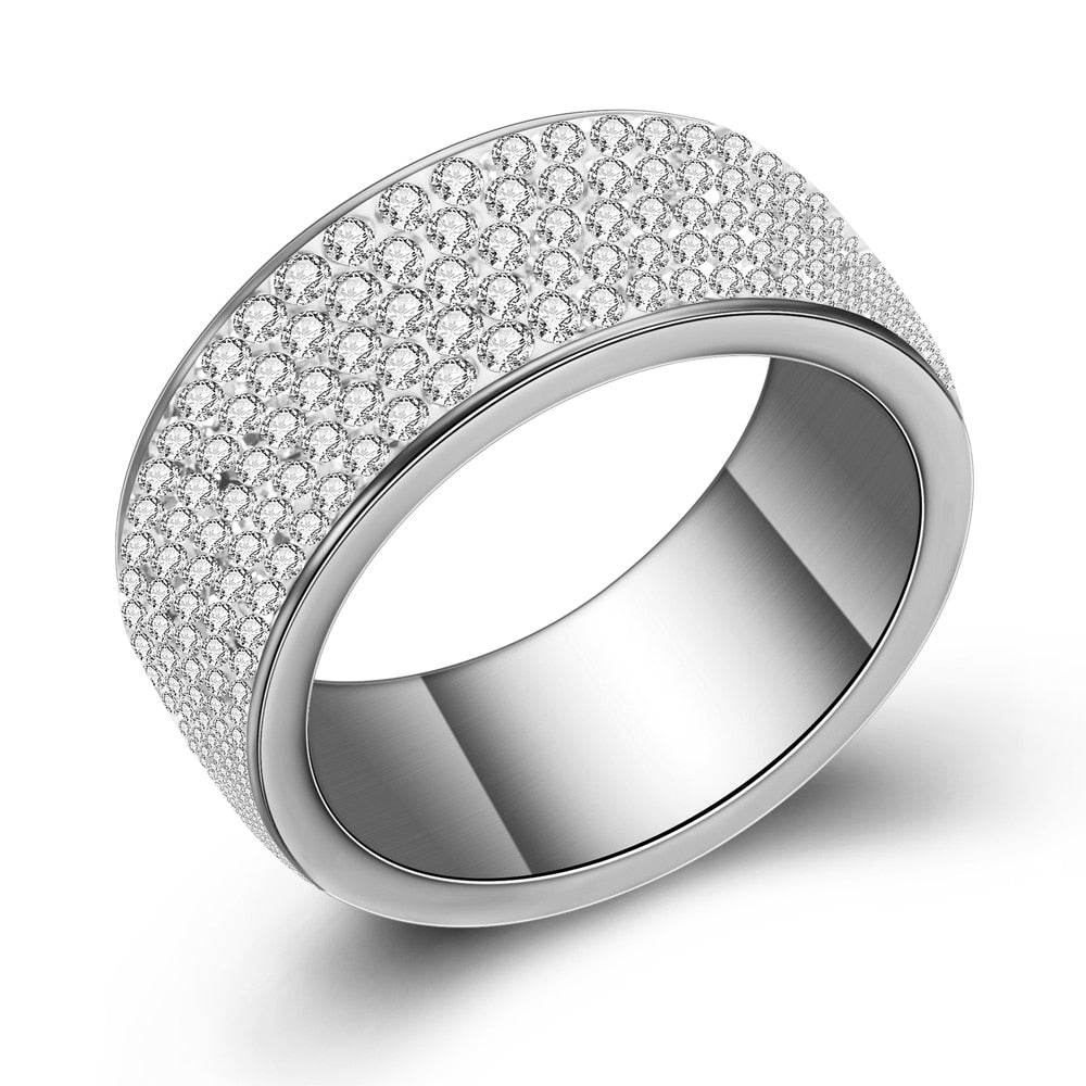 Wholesale 8 row Crystal Rings for Women Austria Crystal Ring Stainless Steel