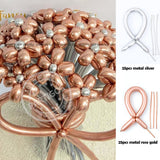 50pcs Magic Long Metallic Balloons DIY Rose Gold Chrome Twisting Strip Ball Selfmade Flower Shape Valentines Gifts Wedding Decor