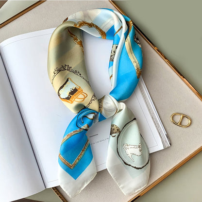 70*70cm Spring Autumn Lady Beach Silk Scarf New Style Headscarf Women Fashion Square shawl wrap Luxury foulard bandanna muffler