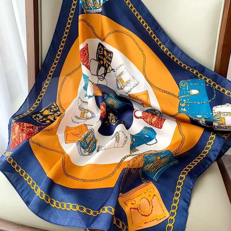 70*70cm Spring Autumn Lady Beach Silk Scarf New Style Headscarf Women Fashion Square shawl wrap Luxury foulard bandanna muffler