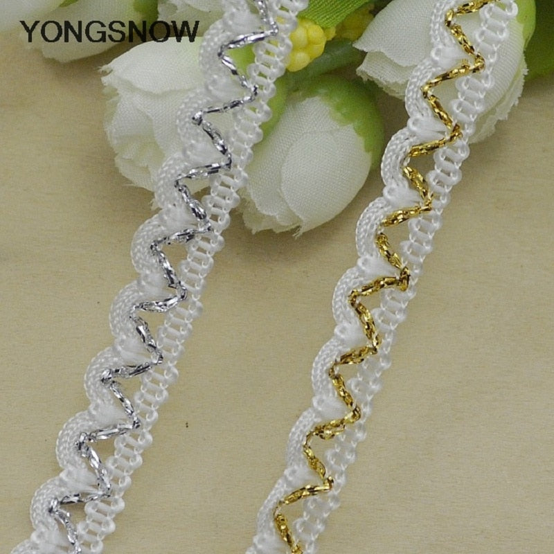 5m Gold Silver Lace Trim Ribbon Curve Lace Fabric Sewing Centipede