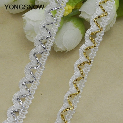 5m Gold Silver Lace Trim Ribbon Curve Lace Fabric Sewing Centipede
