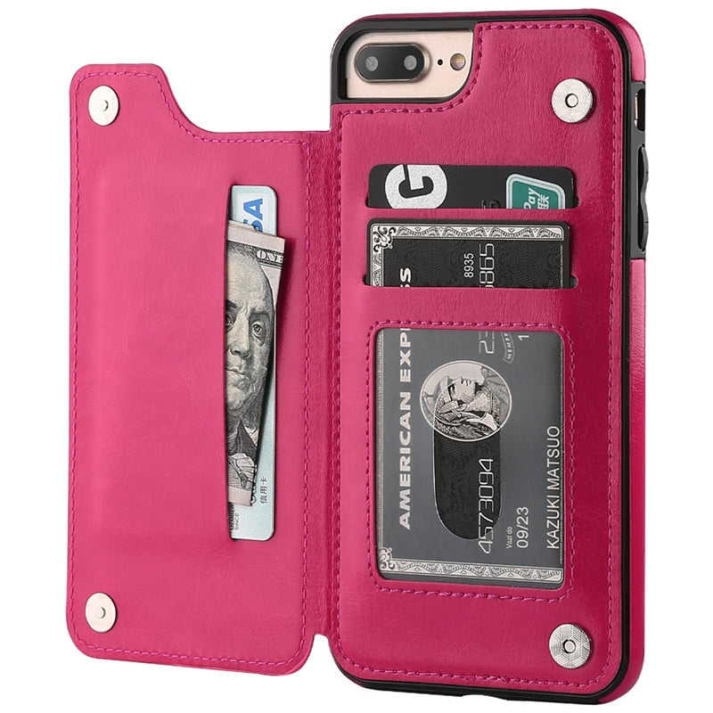 Business Wallet Cases For iPhone 13 Mini 11 12 Pro XS Max XR X Cover Retro Flip Leather Phone Case For iPhone 6S 6 7 8 Plus SE2
