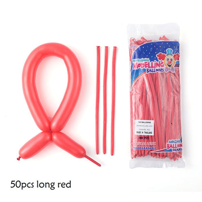 50pcs Magic Long Metallic Balloons DIY Rose Gold Chrome Twisting Strip Ball Selfmade Flower Shape Valentines Gifts Wedding Decor