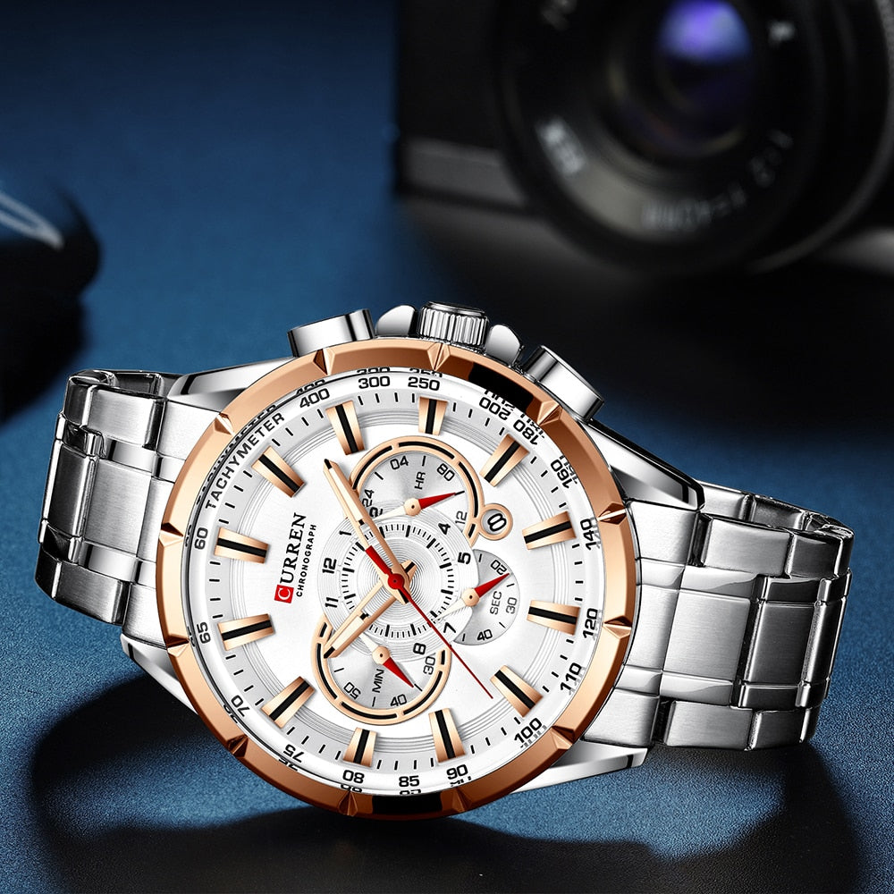 CURREN Sport Watches Men‘s Luxury Brand Quartz Clock Stainless Steel