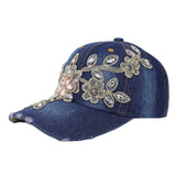 Sequin Diamond Rhinestone Flower Baseball Cap Fashionable European Style  Men's Women's Sun Caps