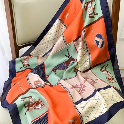 70*70cm Spring Autumn Lady Beach Silk Scarf New Style Headscarf Women Fashion Square shawl wrap Luxury foulard bandanna muffler