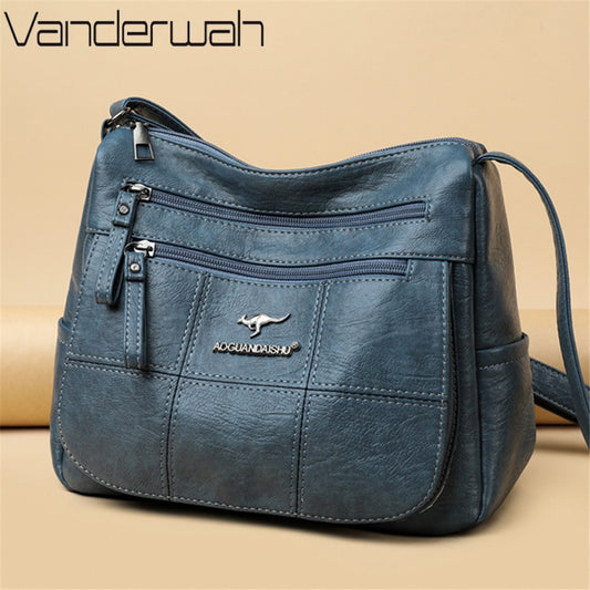 Many Pockets Shoulder Crossbody Bags for Women 2022 Brand Leather Ladies
