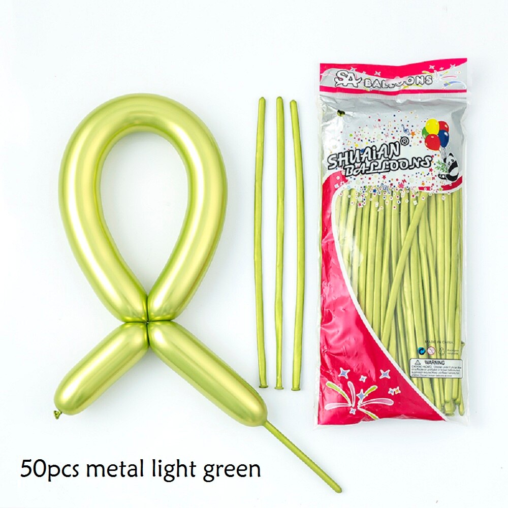 50pcs Magic Long Metallic Balloons DIY Rose Gold Chrome Twisting Strip Ball Selfmade Flower Shape Valentines Gifts Wedding Decor