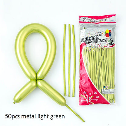 50pcs Magic Long Metallic Balloons DIY Rose Gold Chrome Twisting Strip Ball Selfmade Flower Shape Valentines Gifts Wedding Decor